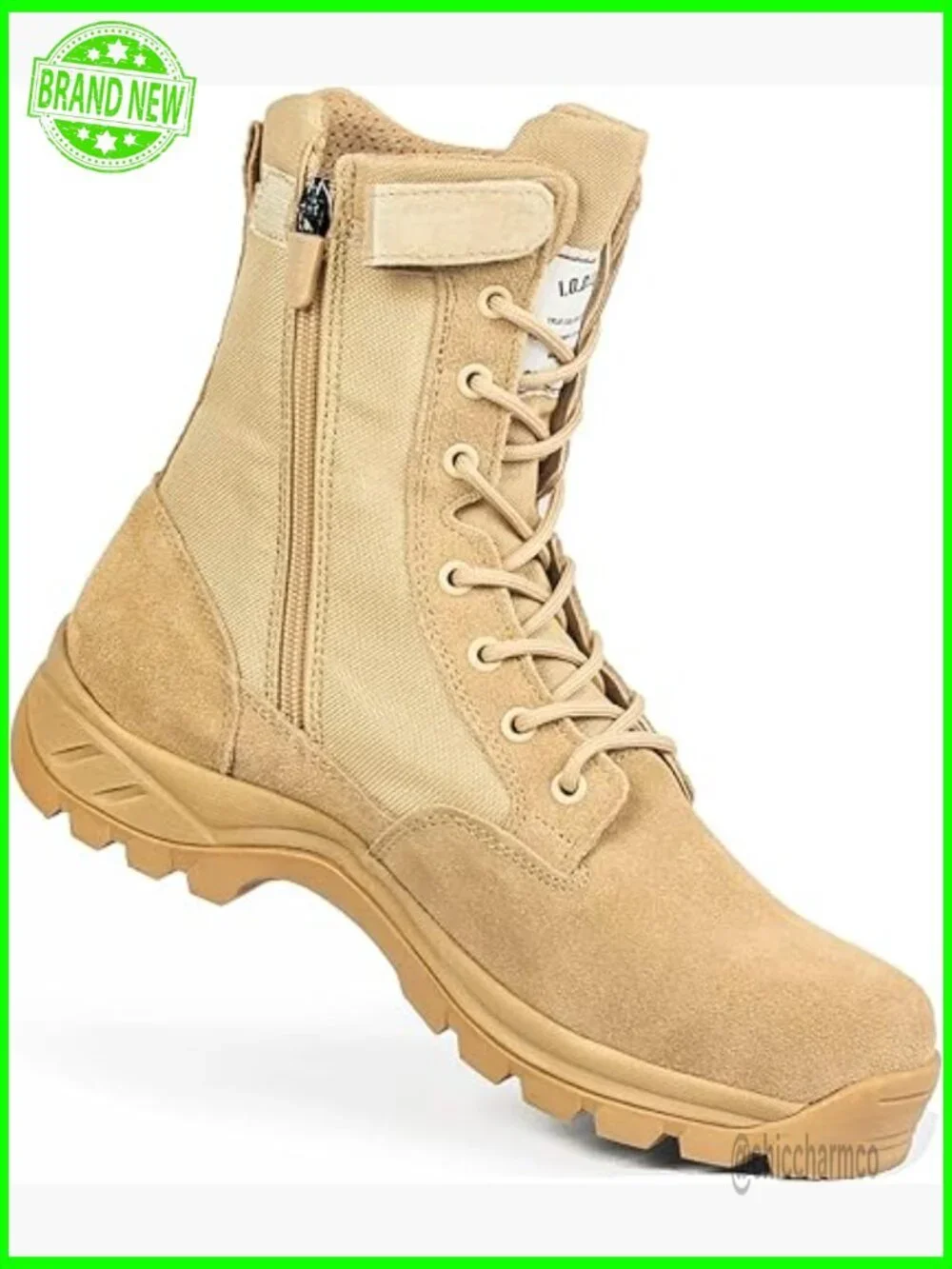 Men's Tactical Combat Boots with Side Zipper - Puncture Proof, Lightweight
